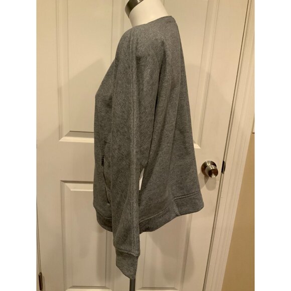 BCBG Max Azria Gray Sweatshirt W/ Pockets & Zip W/ Mesh Neckline, Size M - Picture 5 of 10